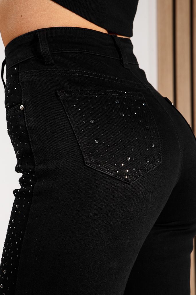 Дамски Wide Leg Fit Дънки Alberta черни #A1215