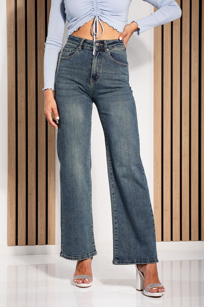 Дамски Wide Leg Fit Дънки Elissa сини #A1225