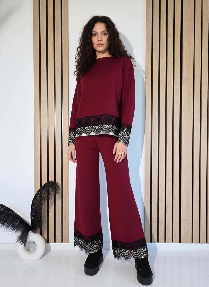 Дамски Комплект бордо Angela 2 части трико #A1245