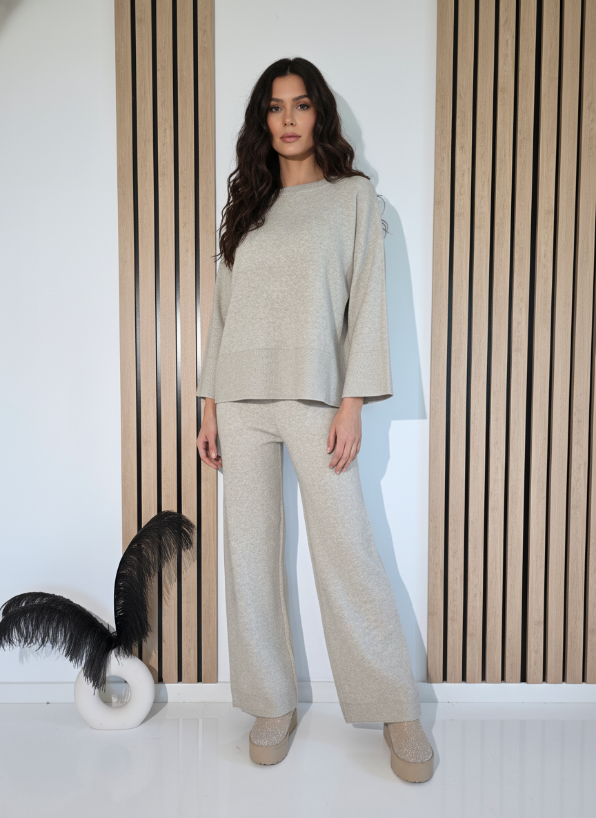 Дамски Комплект бежов Adela 2 части трико #A1236