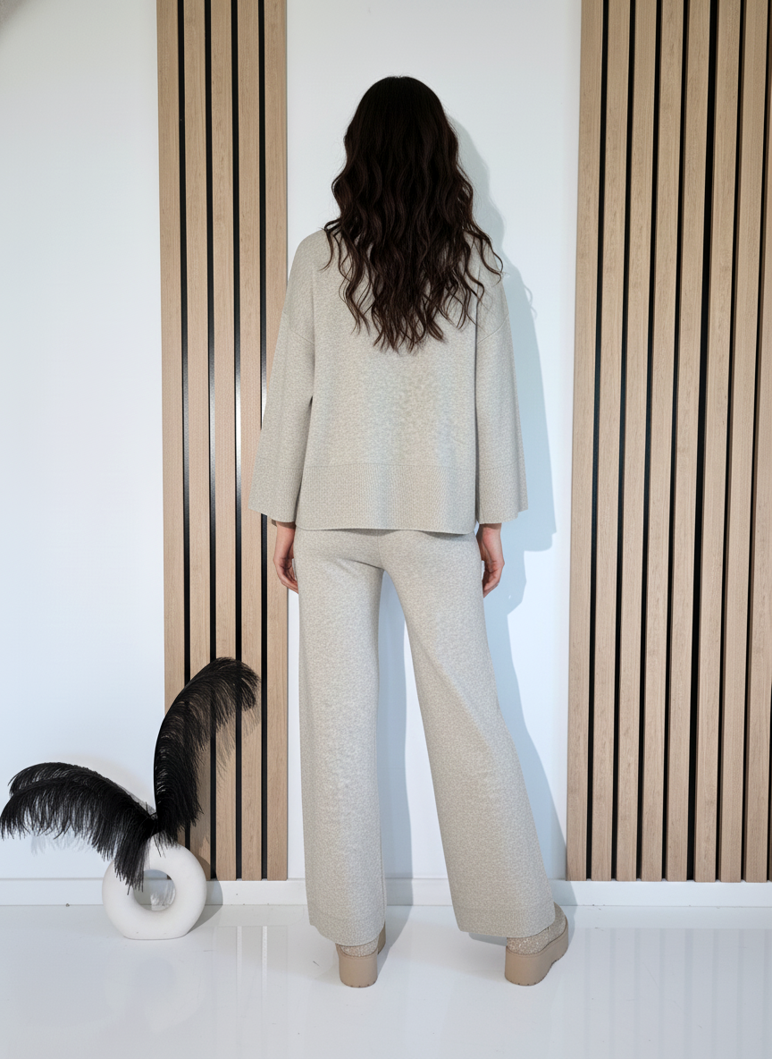 Дамски Комплект бежов Adela 2 части трико #A1236