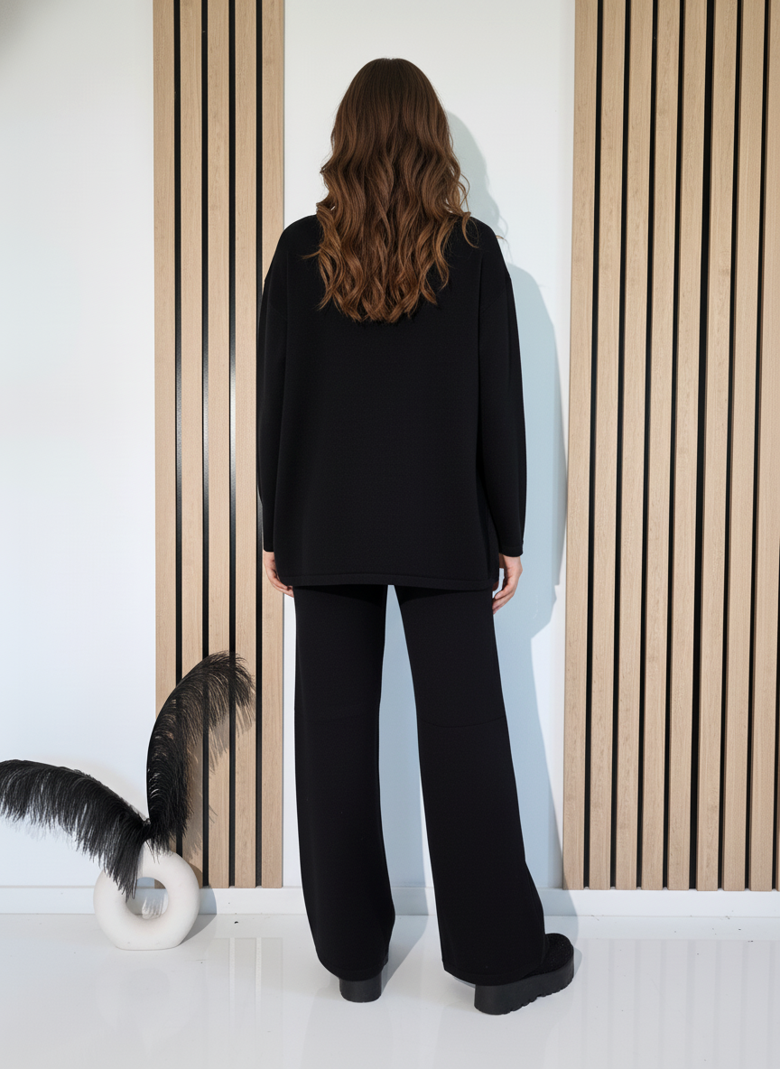 Дамски Комплект черен Isra 2 части трико #A1252