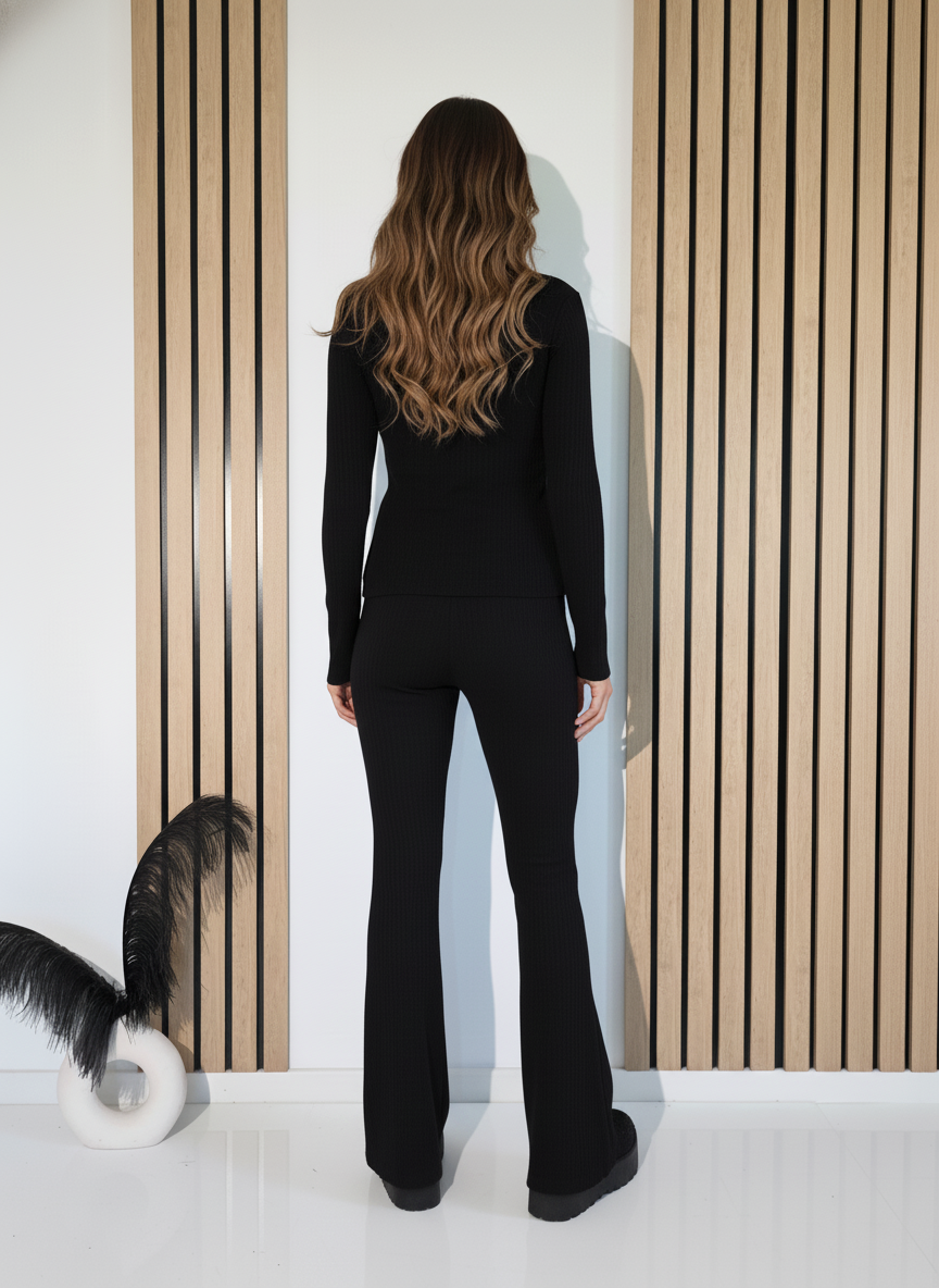 Дамски Комплект черен Amira 2 части трико #A1243