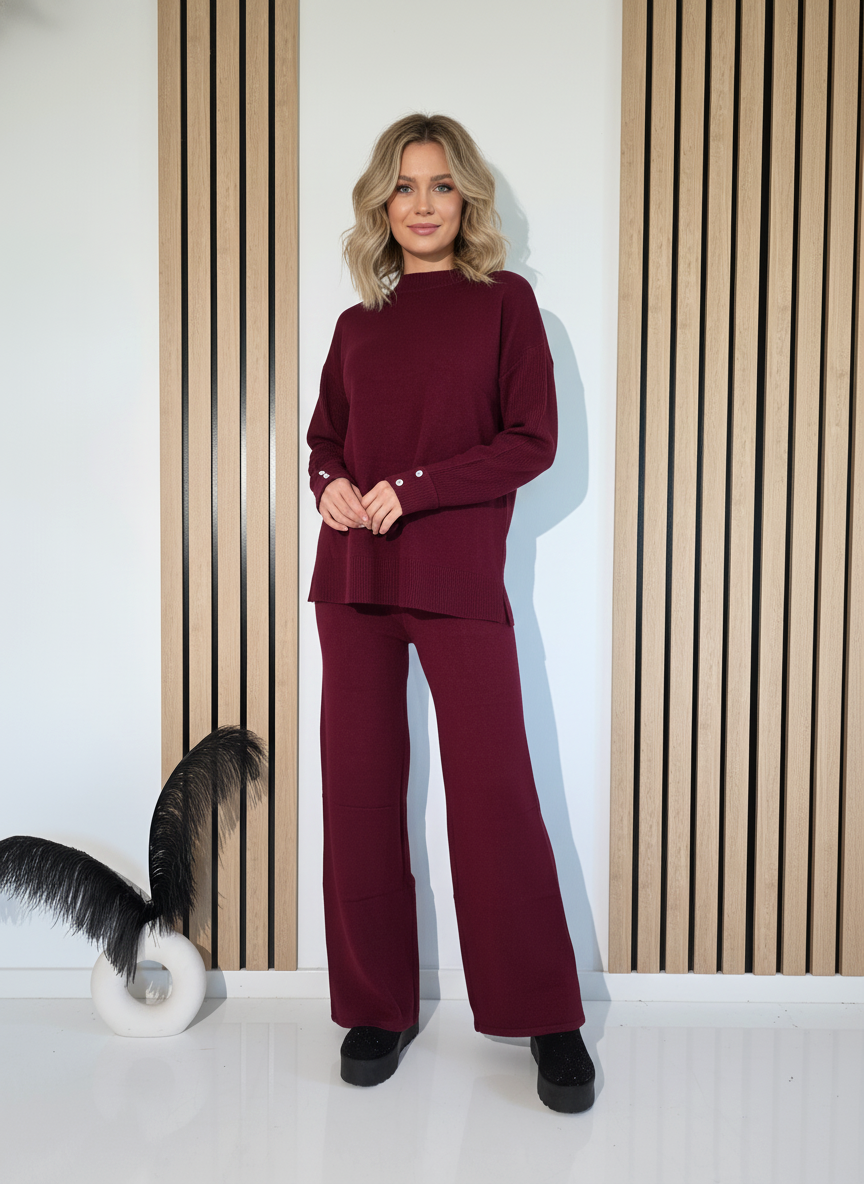 Дамски Комплект бордо Sofia 2 части трико #A1260