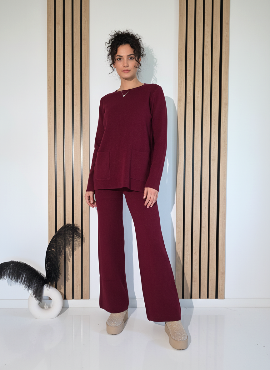 Дамски Комплект бордо Adina 2 части трико #A1238