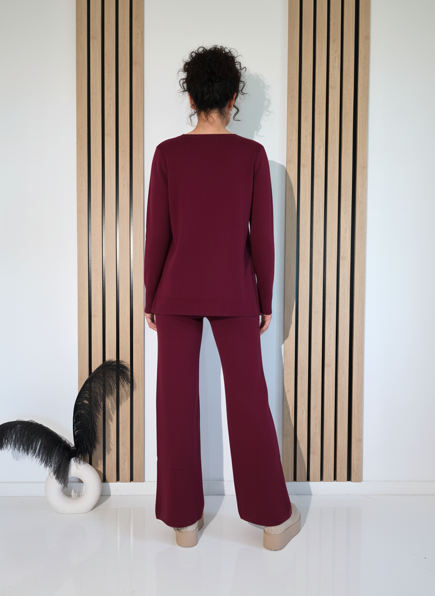 Дамски Комплект бордо Adina 2 части трико #A1238