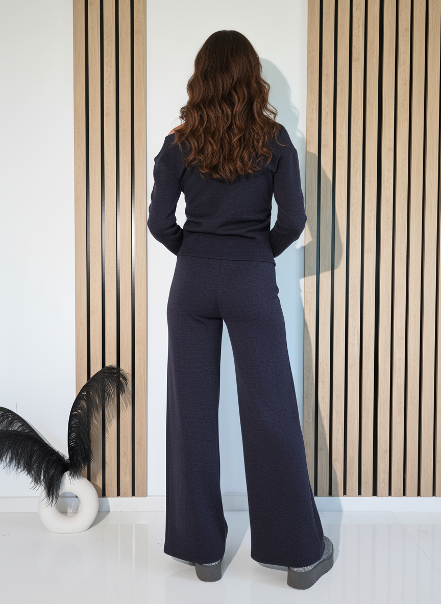 Дамски Комплект син Flori 2 части ватиран #A1262