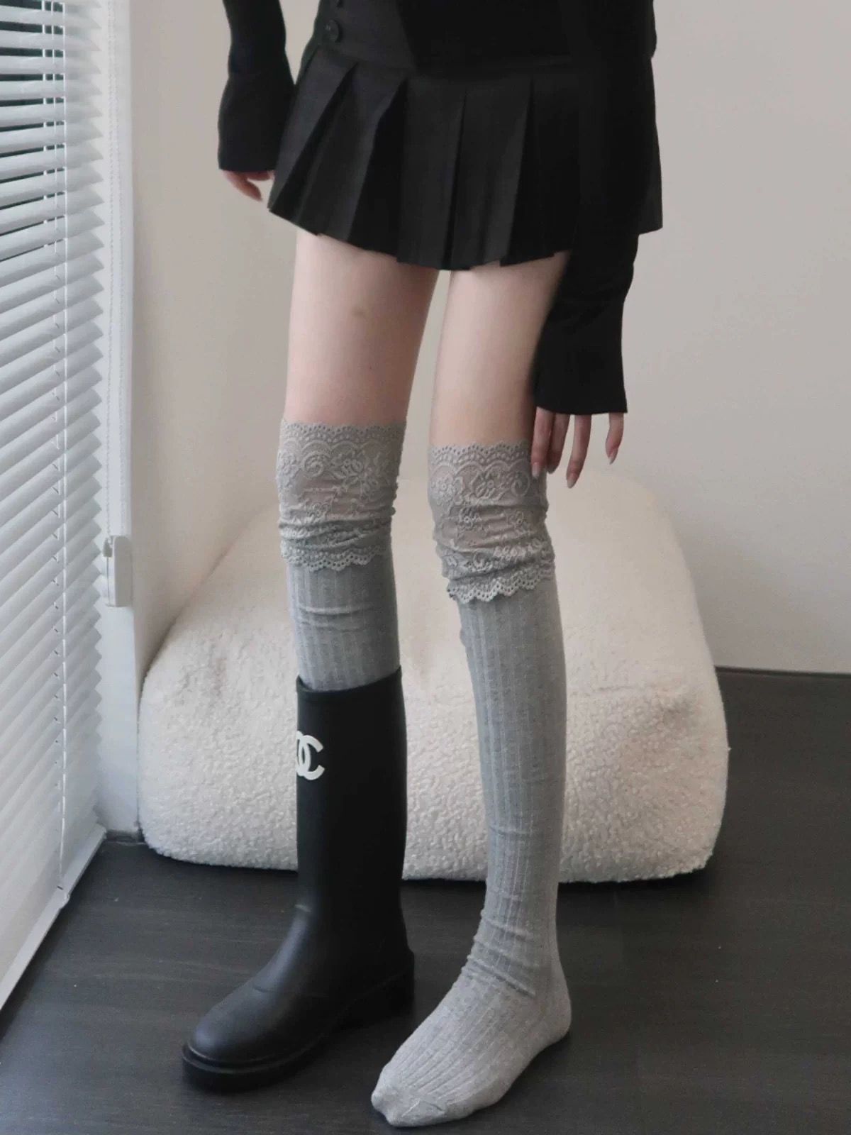 Дамски сиви дълги чорапи Alexis #A1293