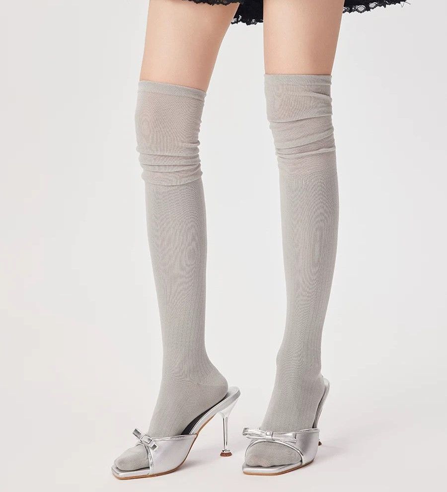 Дамски сиви дълги чорапи Alis #A1303