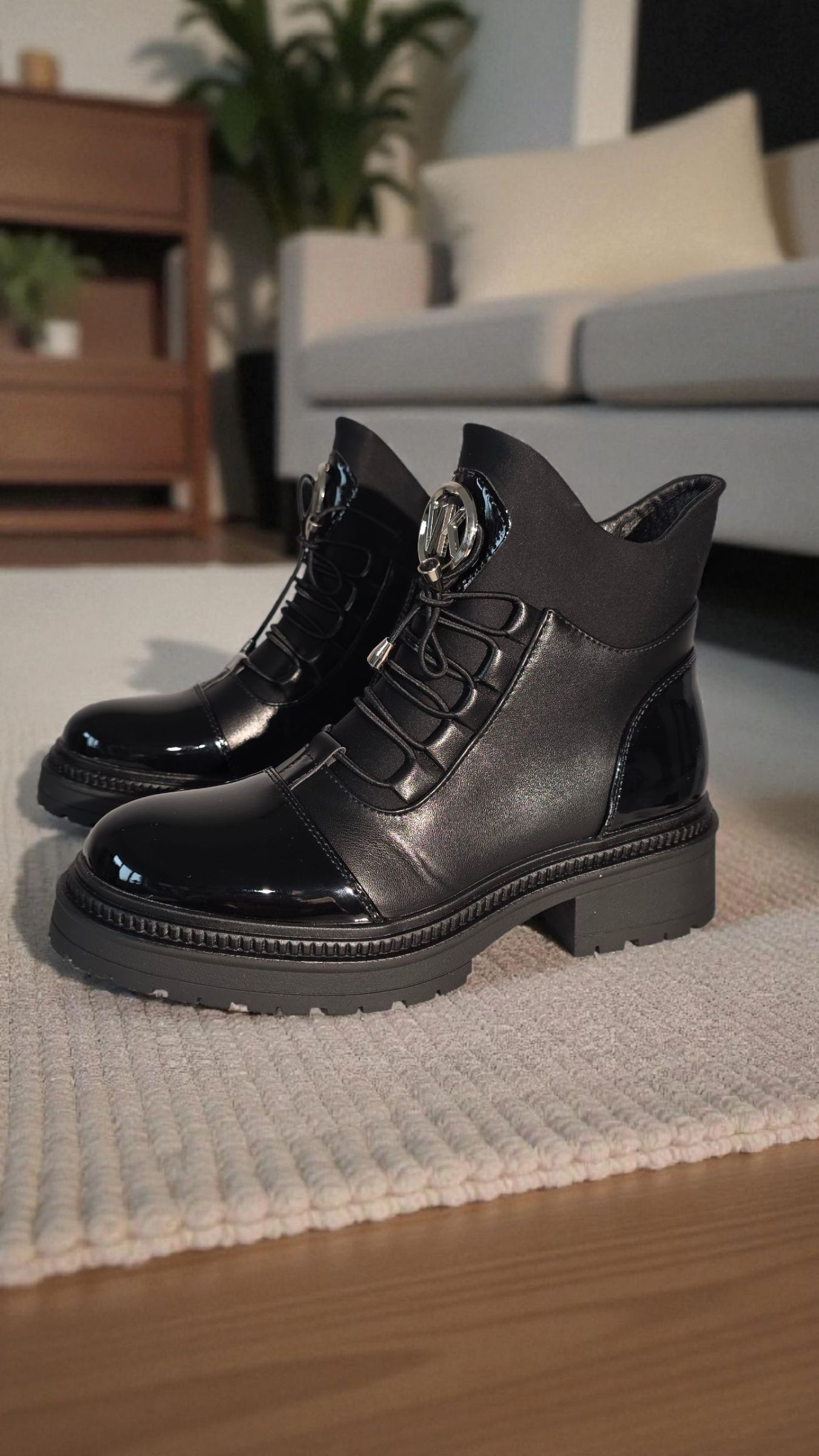 Дамски боти подплатени с пух черни от еко кожа lacuita Nami #23056