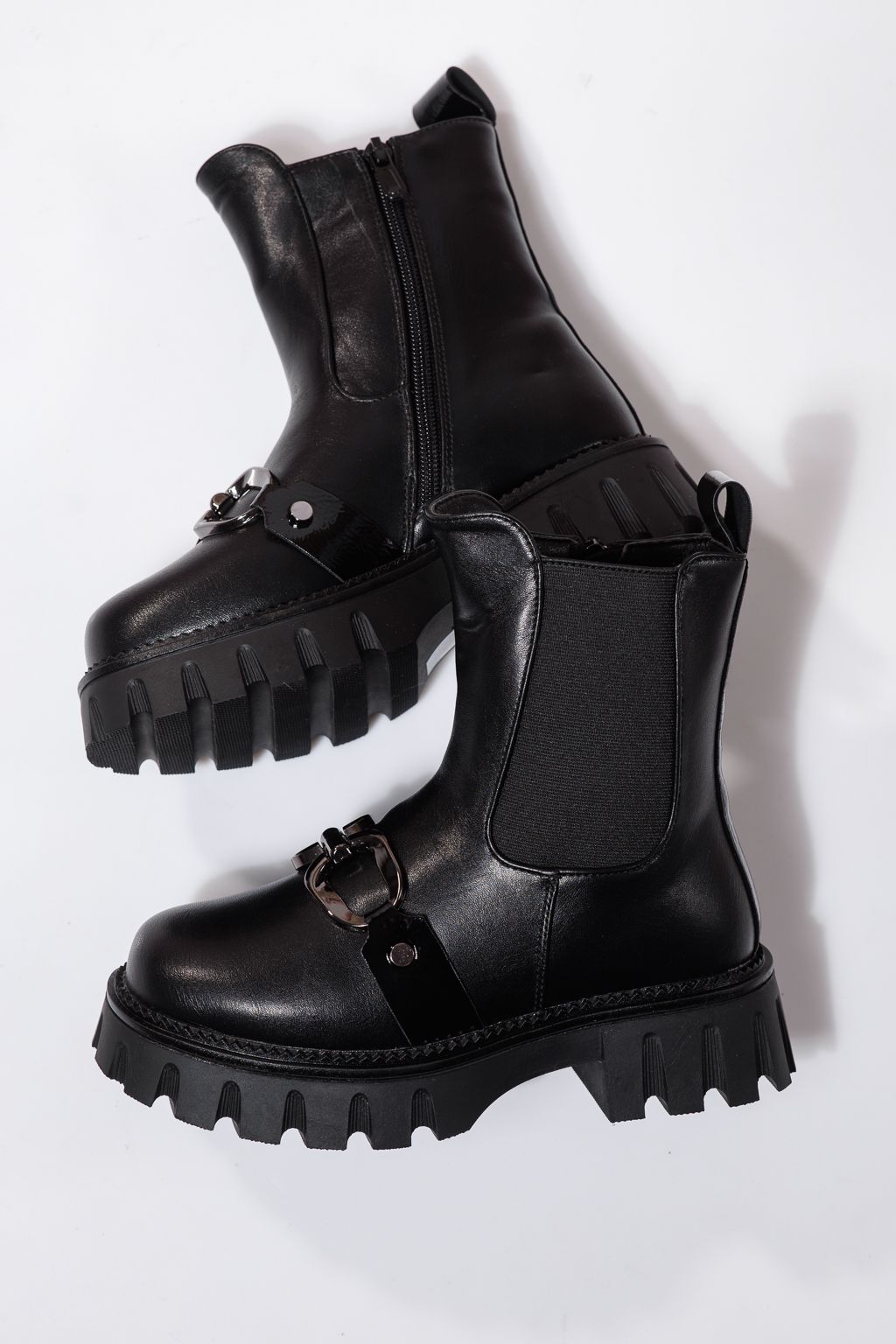 Боти за момичета подплатени с пух черни  от еко кожа Bela #23113