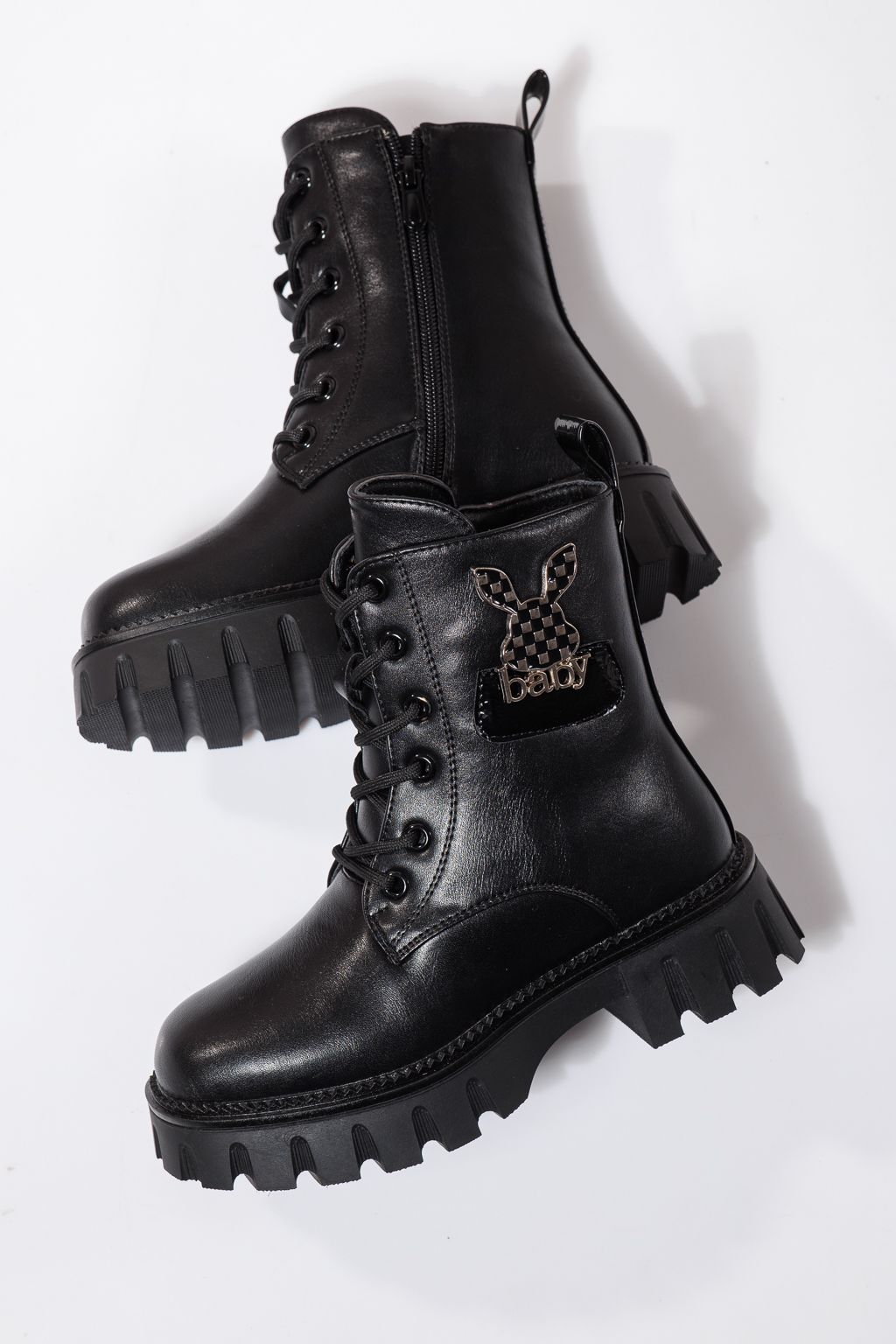 Боти за момичета подплатени с пух черни от еко кожа Aris #23115