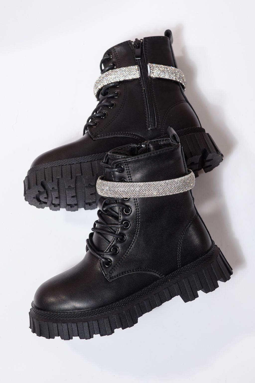 Боти за момичета подплатени с пух черни от еко кожа Dora #23120