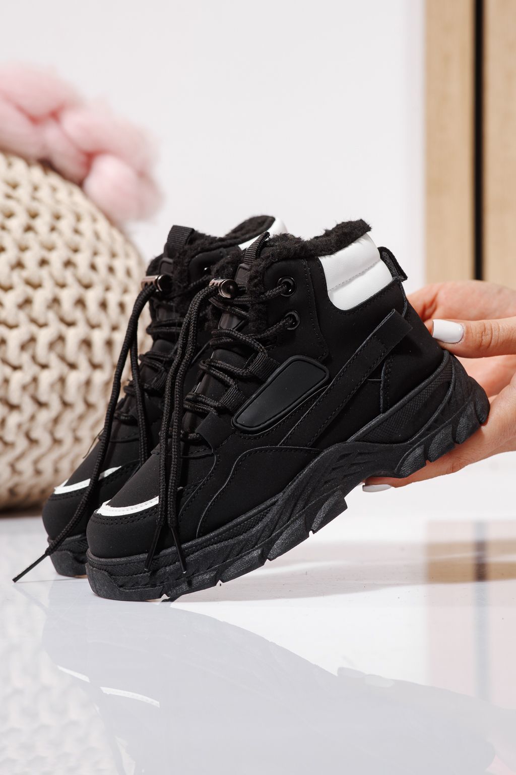 Детски черни кожени ботуши от еко кожа Aris #23170