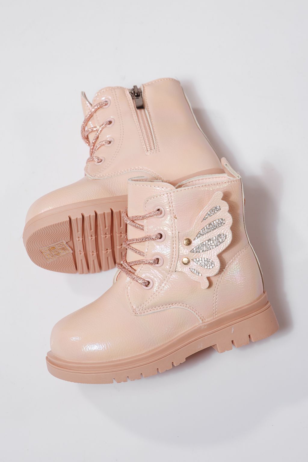 Боти за момичета подплатени с пух розов от еко кожа Melania #23142