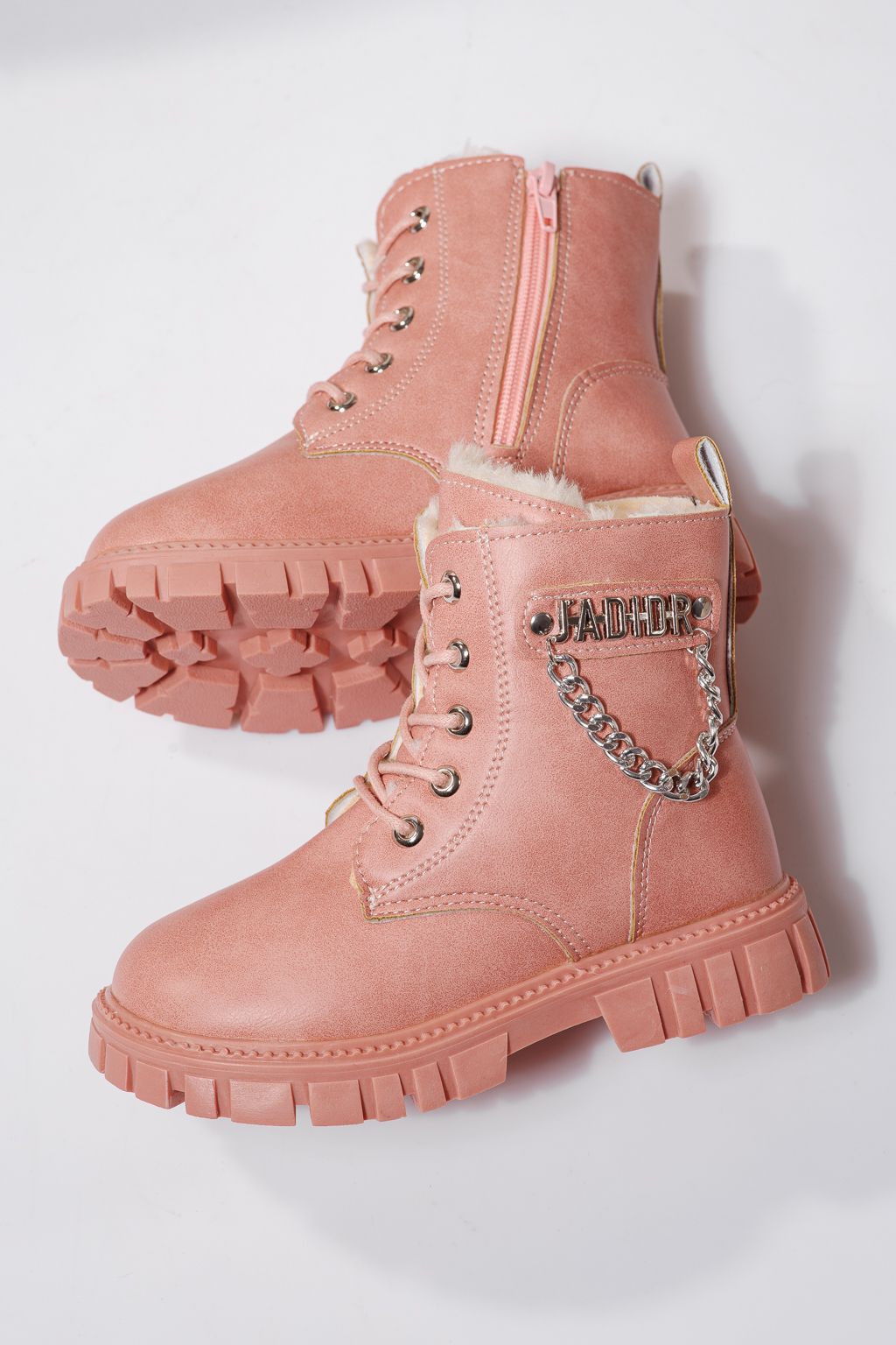 Боти за момичета подплатени с пух розов от еко кожа Xenia #23149