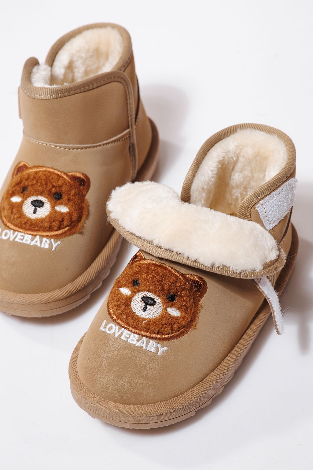 Боти за момичета подплатени с пух каки от еко кожа Julieta #23152