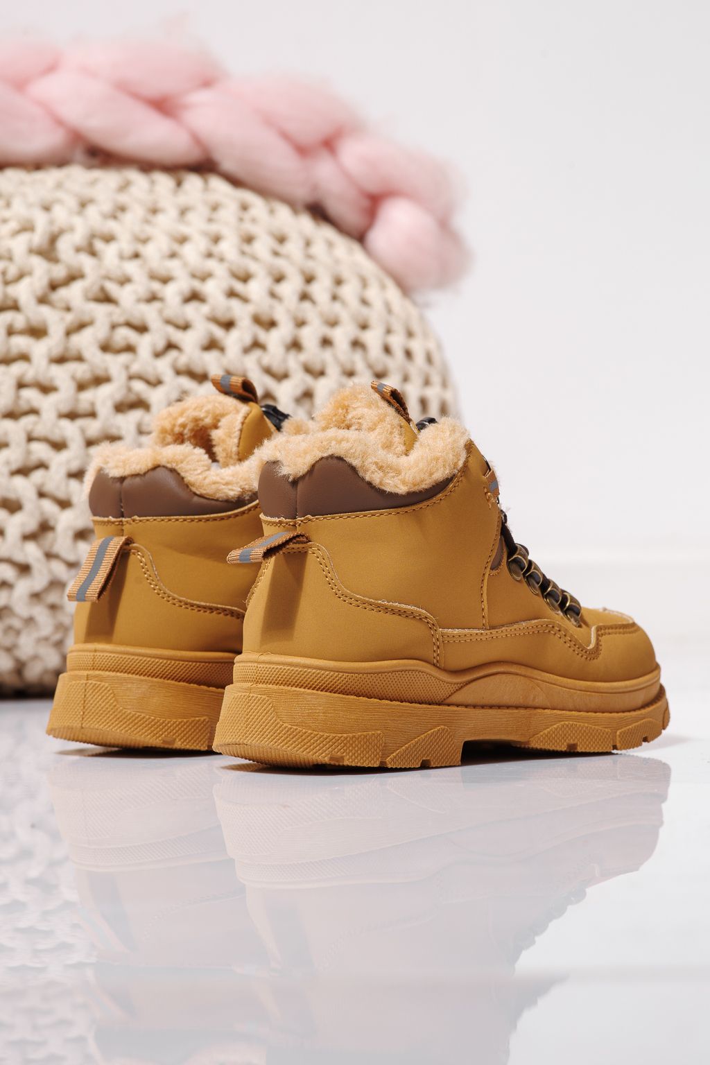 Детски боти подплатени с пух каки от еко кожа Akira #23146