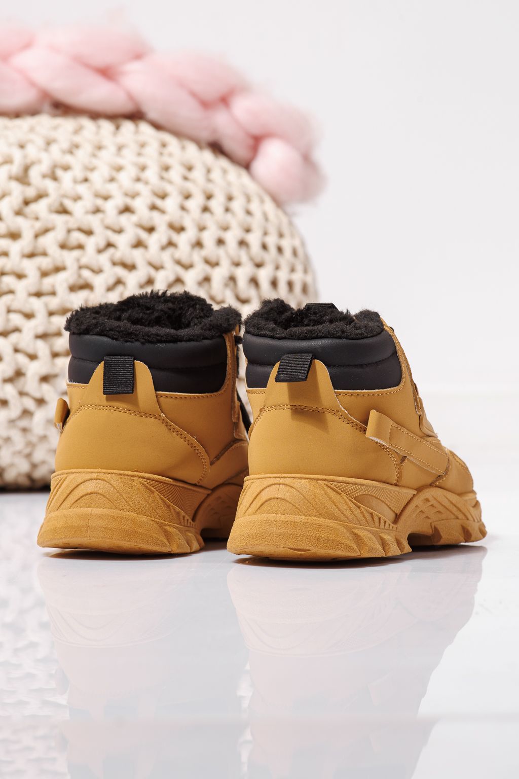 Детски боти подплатени с пух каки от еко кожа Aris #23145