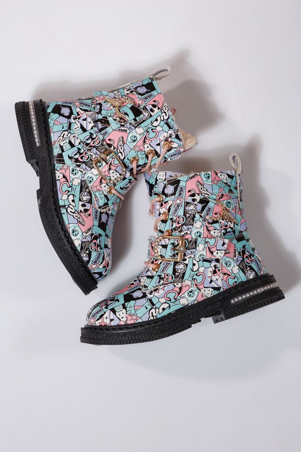 Боти за момичета подплатени с пух розов  от еко кожа Eliza #23128