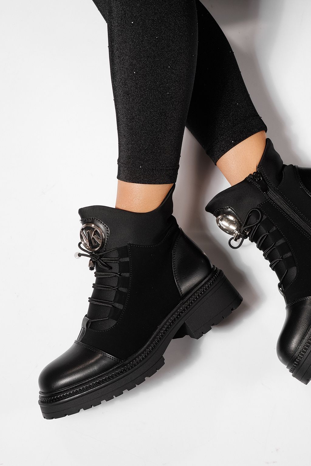 Дамски боти подплатени с пух черни от еко кожа Nami #23055