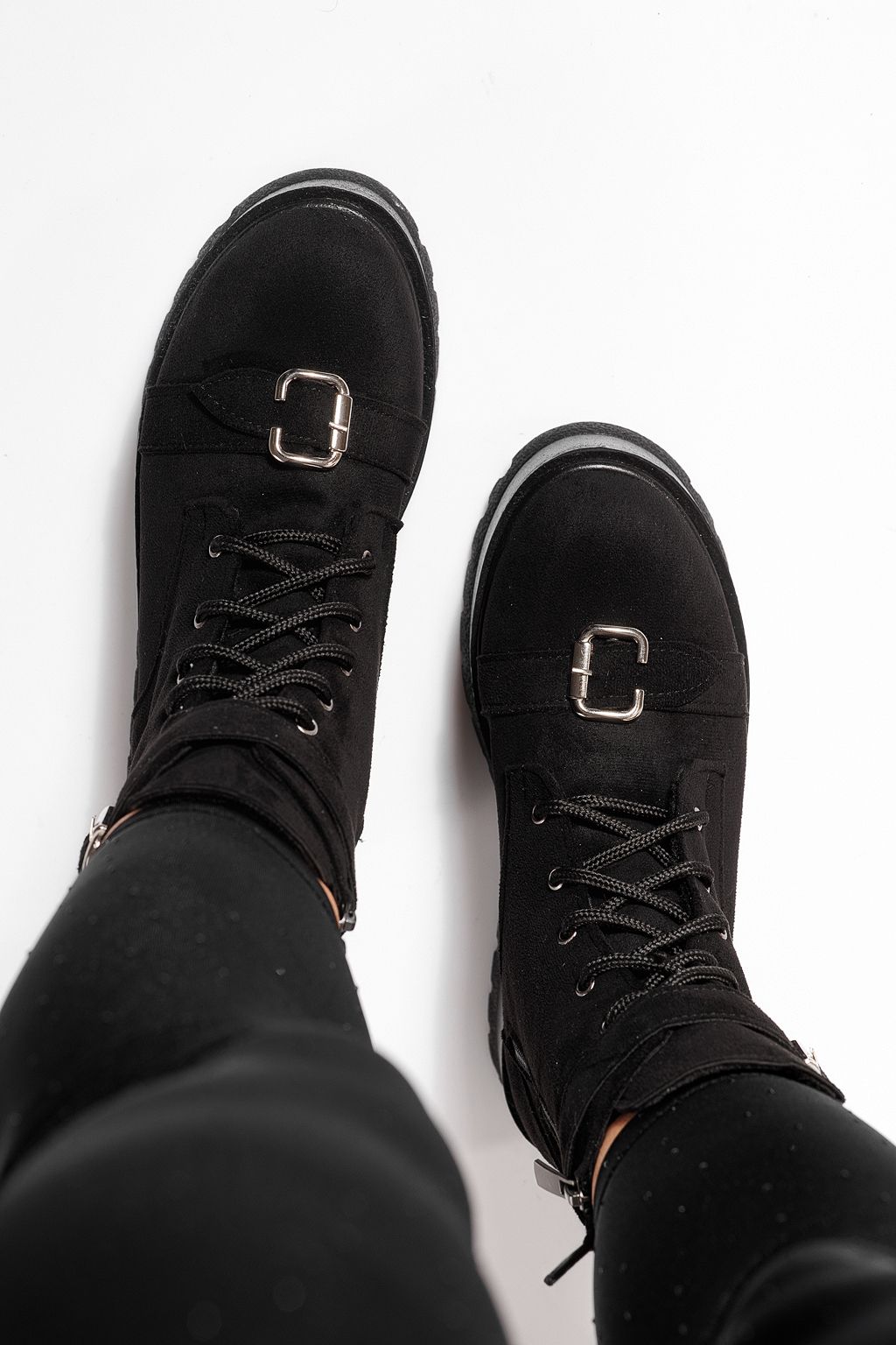 Дамски черни подплатени ботуши от еко кожа Joplin #23174