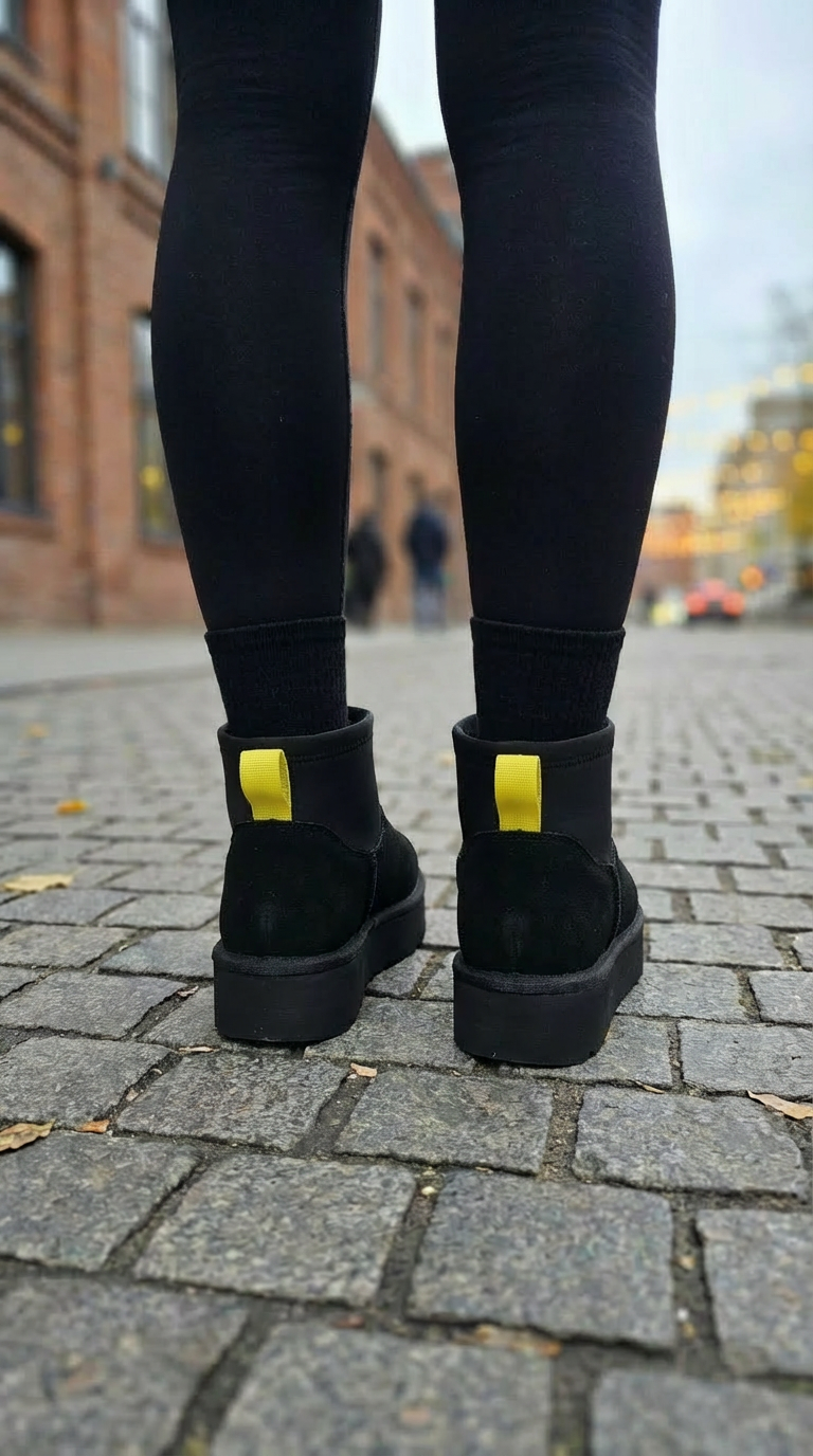 Дамски къси ботуши Ug с подплата от черна естествена кожа Cecilia #23180