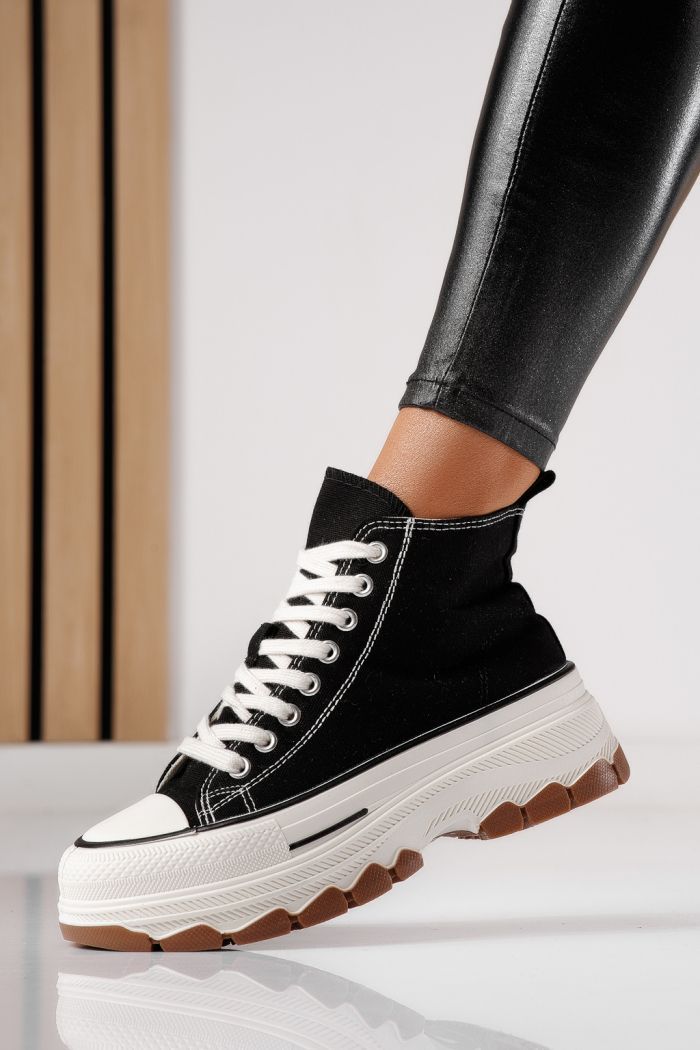 Дамски черни текстилни маратонки Seline #24184