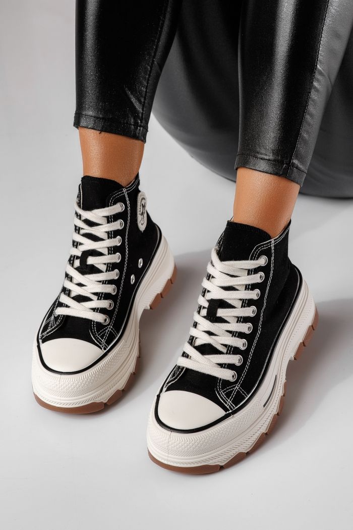 Дамски черни текстилни маратонки Seline #24184