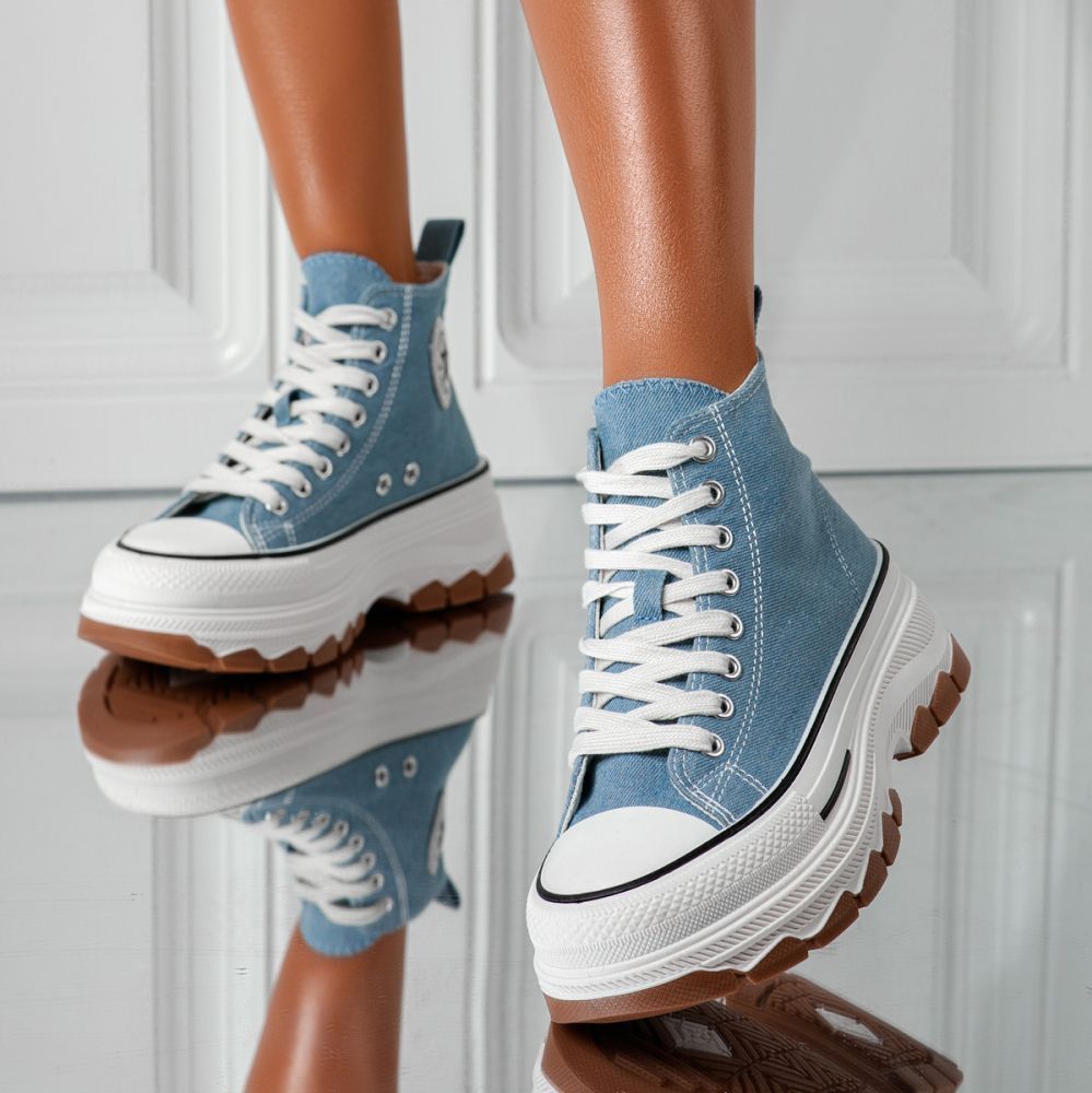 Дамски сини текстилни маратонки Seline #24185