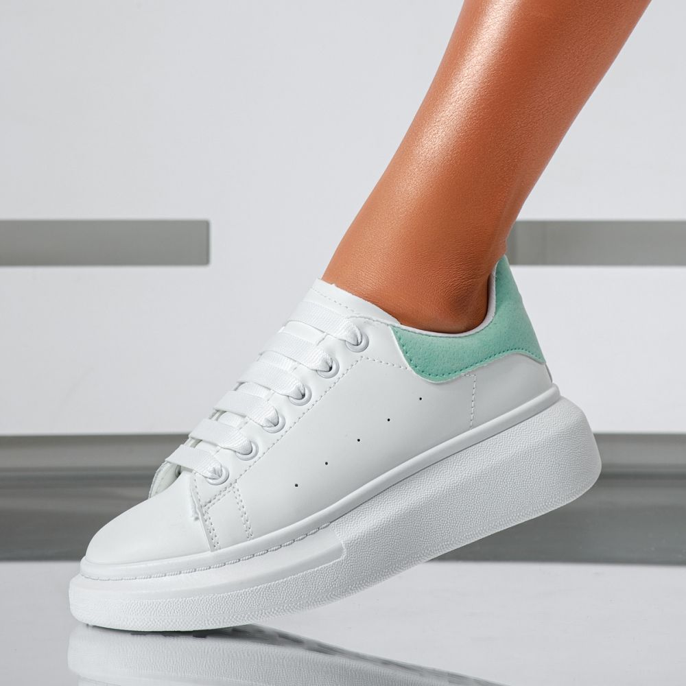 Дамски бели маратонки от екокожа Raya #24178