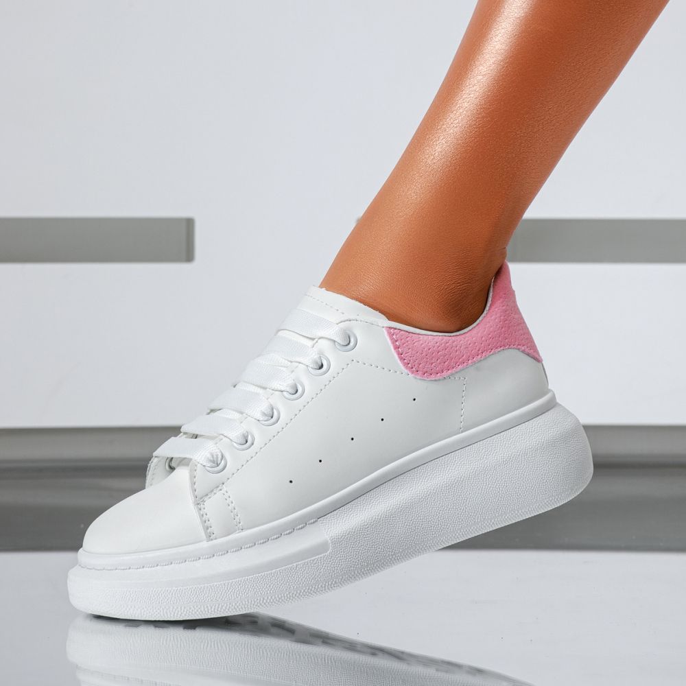 Дамски бели маратонки от екокожа Raya #24179