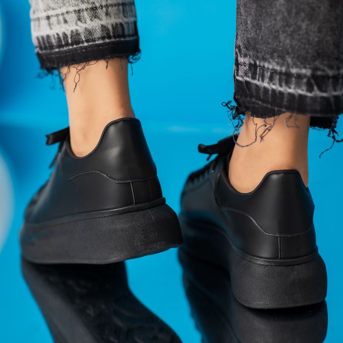 Дамски черни маратонки от еко кожа Raya #24197