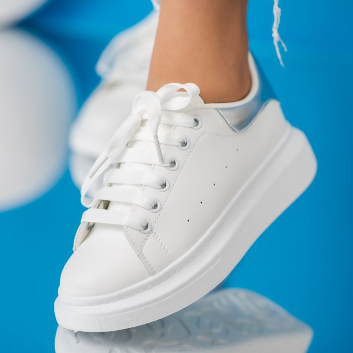 Дамски бели маратонки от екокожа Raya #24198