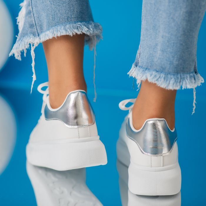 Дамски бели маратонки от екокожа Raya #24198