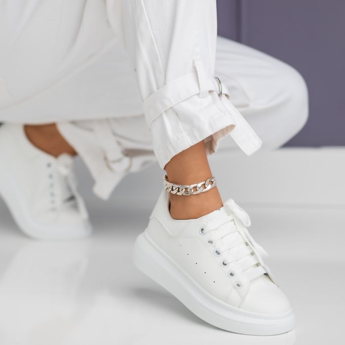 Дамски бели маратонки от екокожа Raya #24199