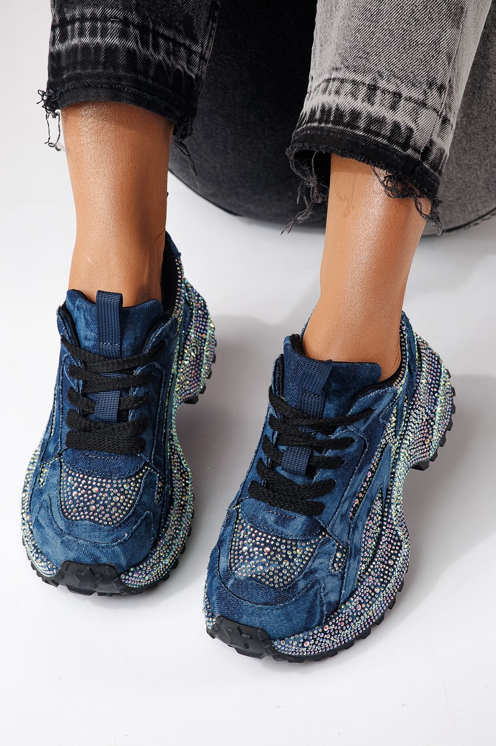 Дамски маратонки светло сини от текстилен материал Evelin #24088