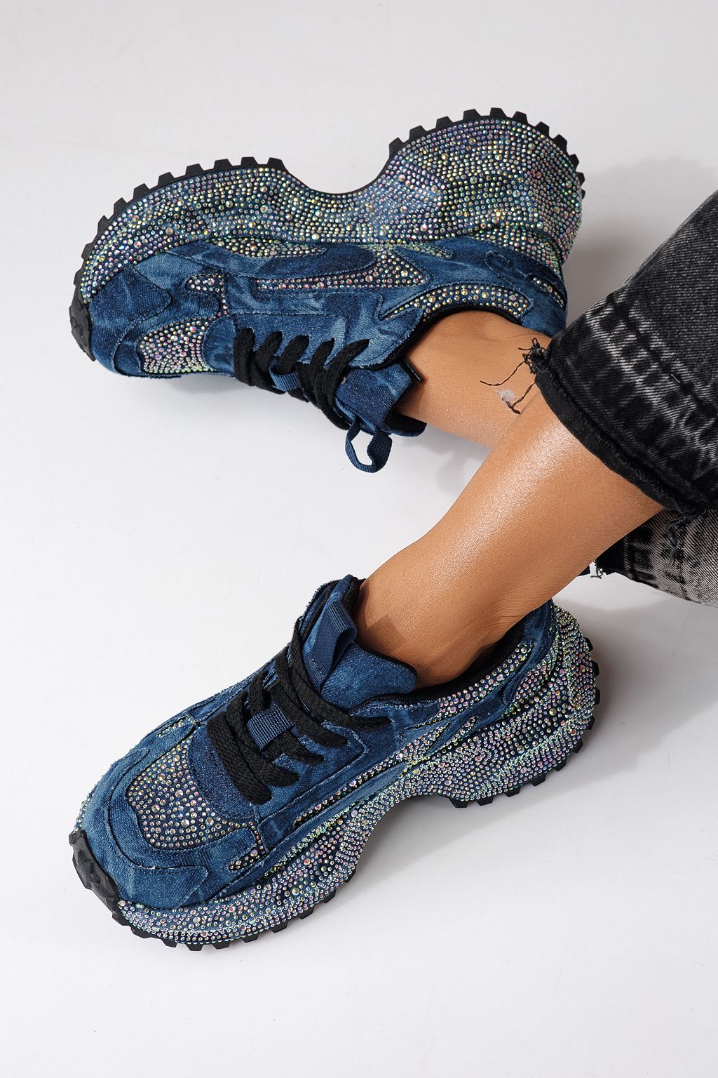 Дамски маратонки светло сини от текстилен материал Evelin #24088