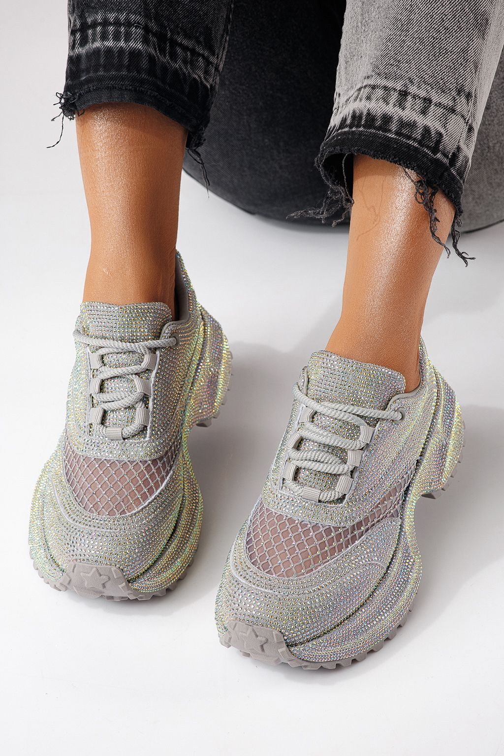 Дамски маратонки сиви от обърната еко кожа Gabriela #24103