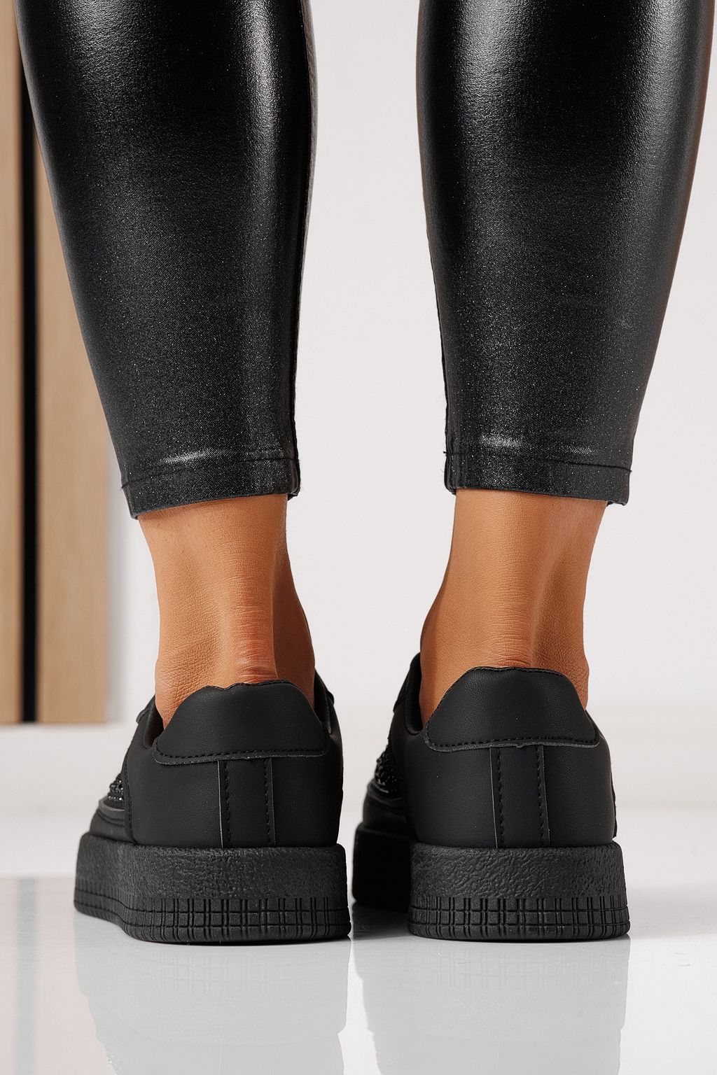 Дамски маратонки черни от еко кожа Rania #24177