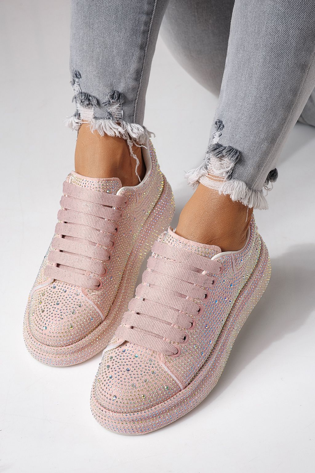 Дамски маратонки розови от текстилен материал Alexia #24006