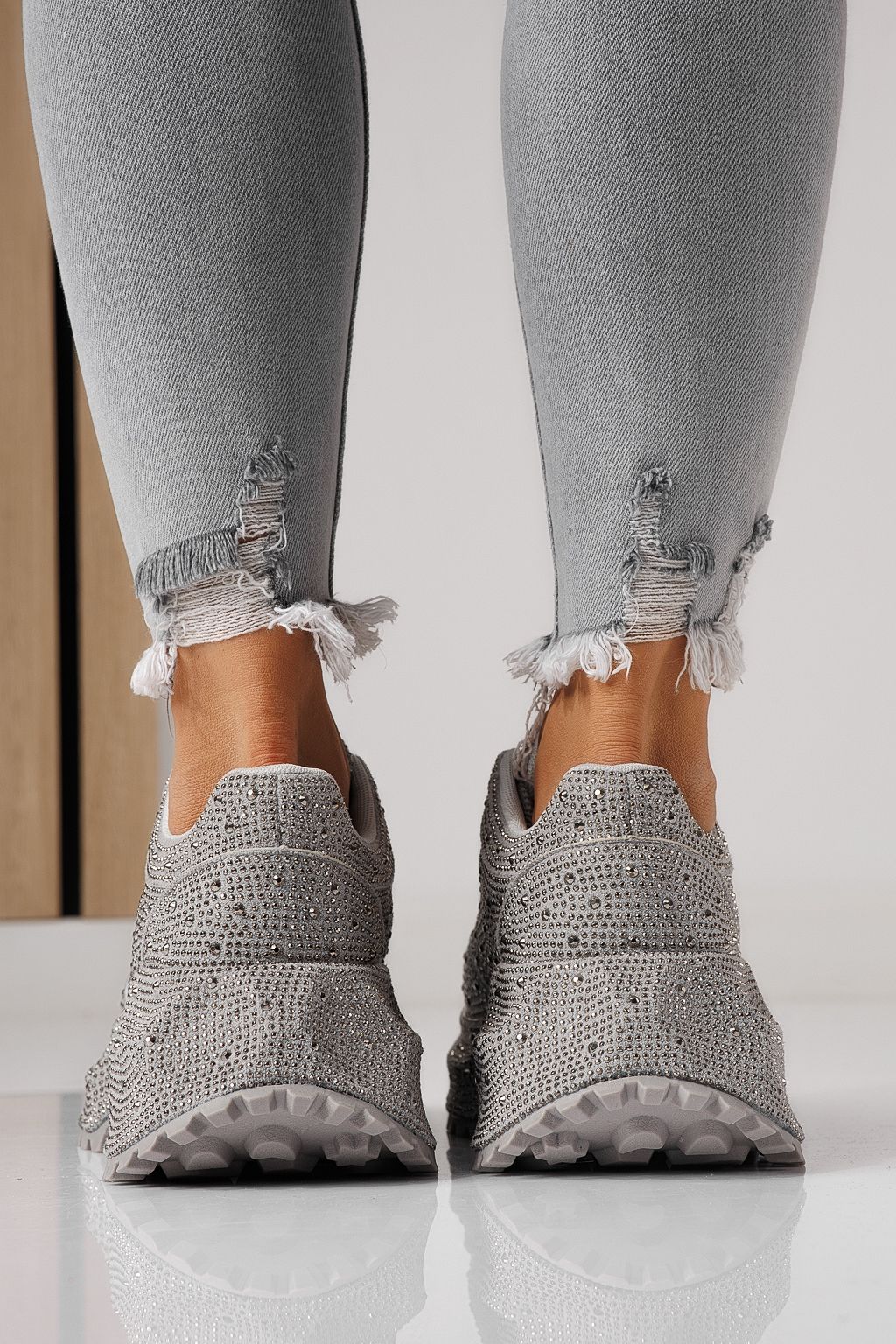 Дамски маратонки бежови от обърната еко кожа Iulia #24109