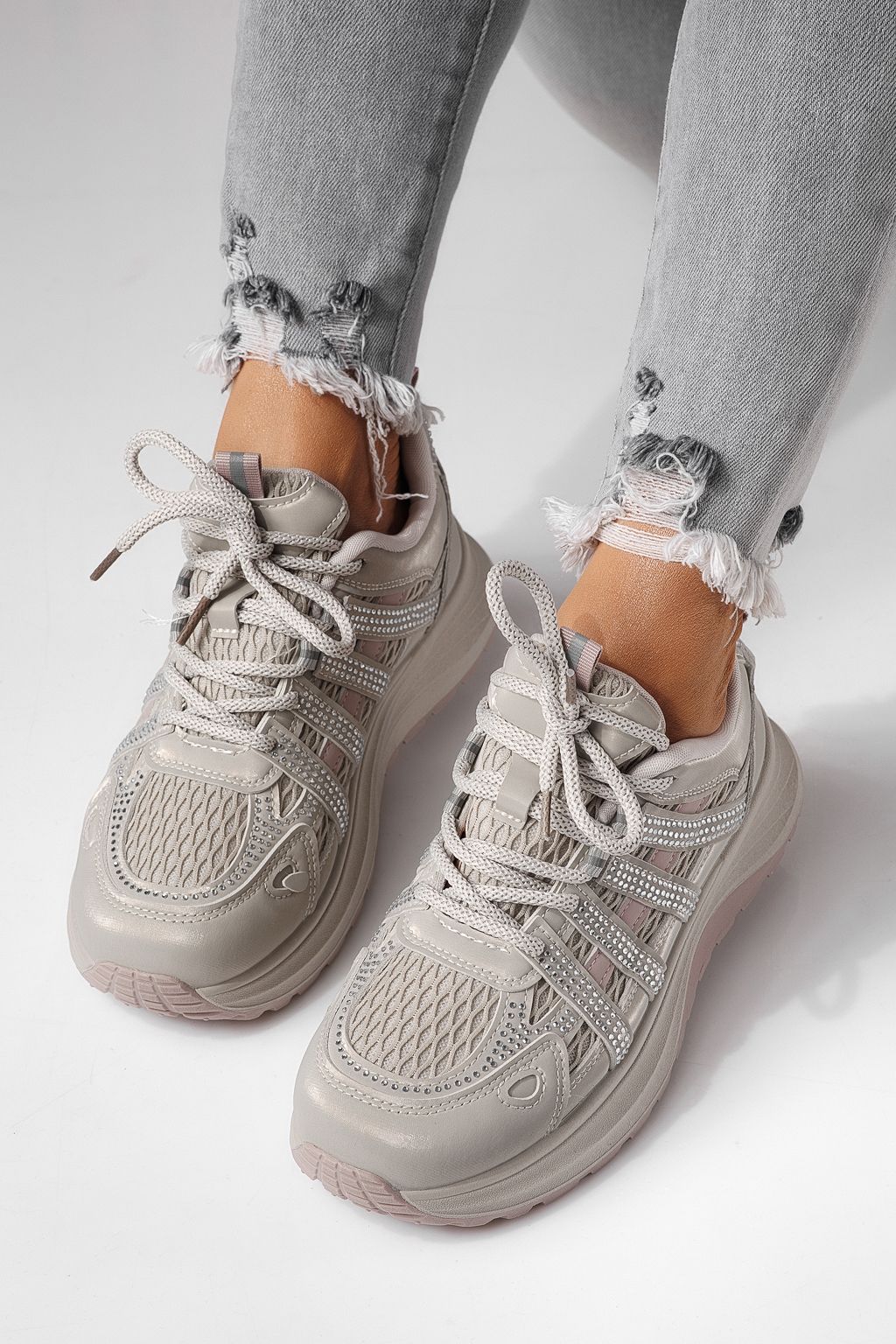 Дамски маратонки каки от еко кожа Carolina #24058