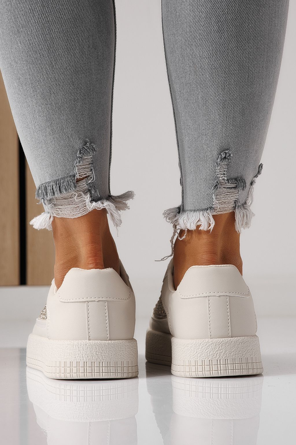 Дамски маратонки бежови от еко кожа Rania #24175