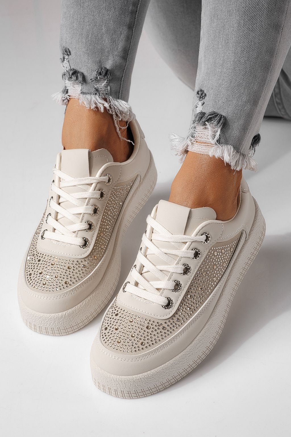 Дамски маратонки бежови от еко кожа Rania #24175