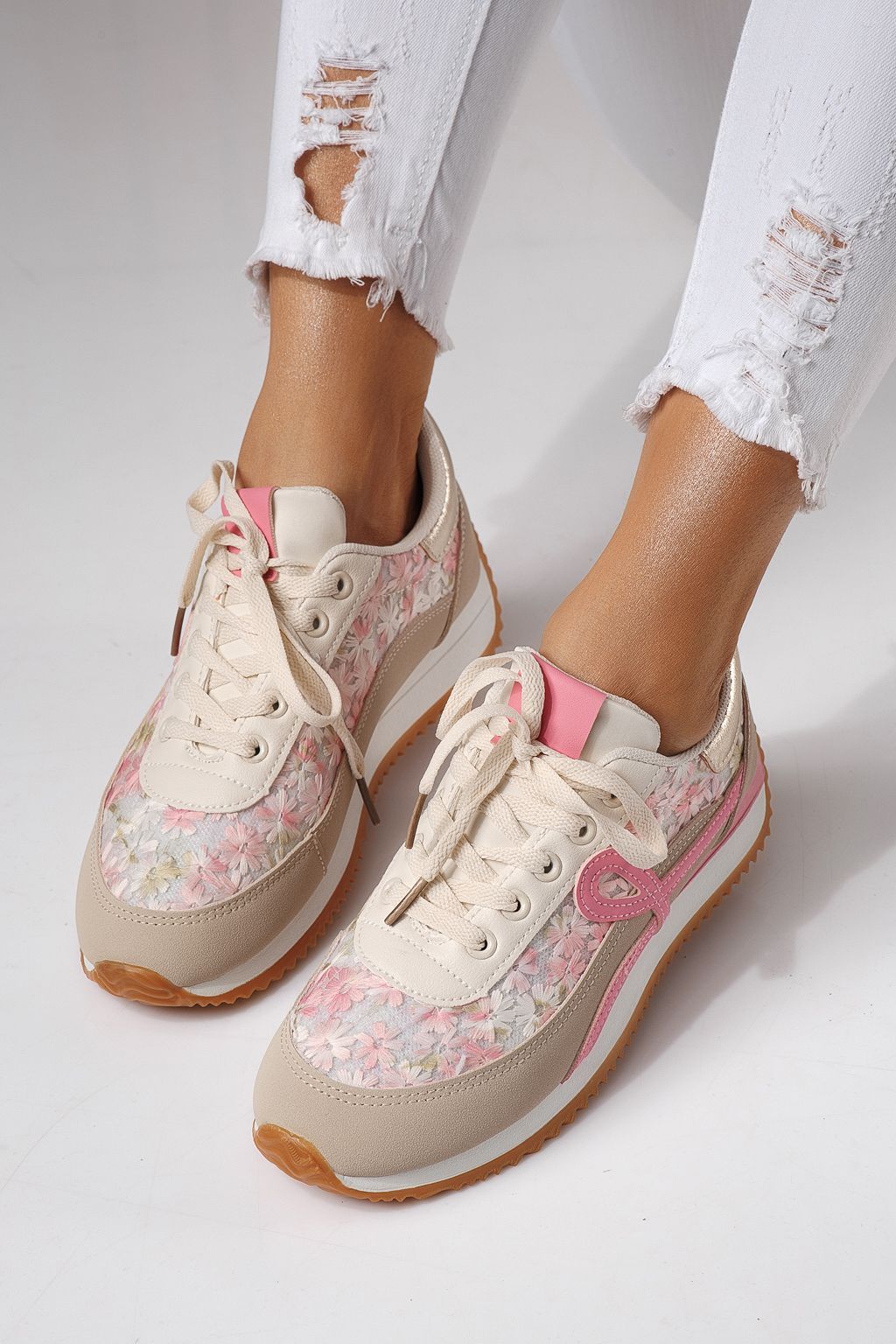 Дамски маратонки розови от еко кожа Jesica #24123