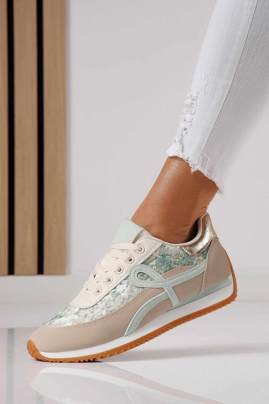 Дамски маратонки зелени от еко кожа Jesica #24126