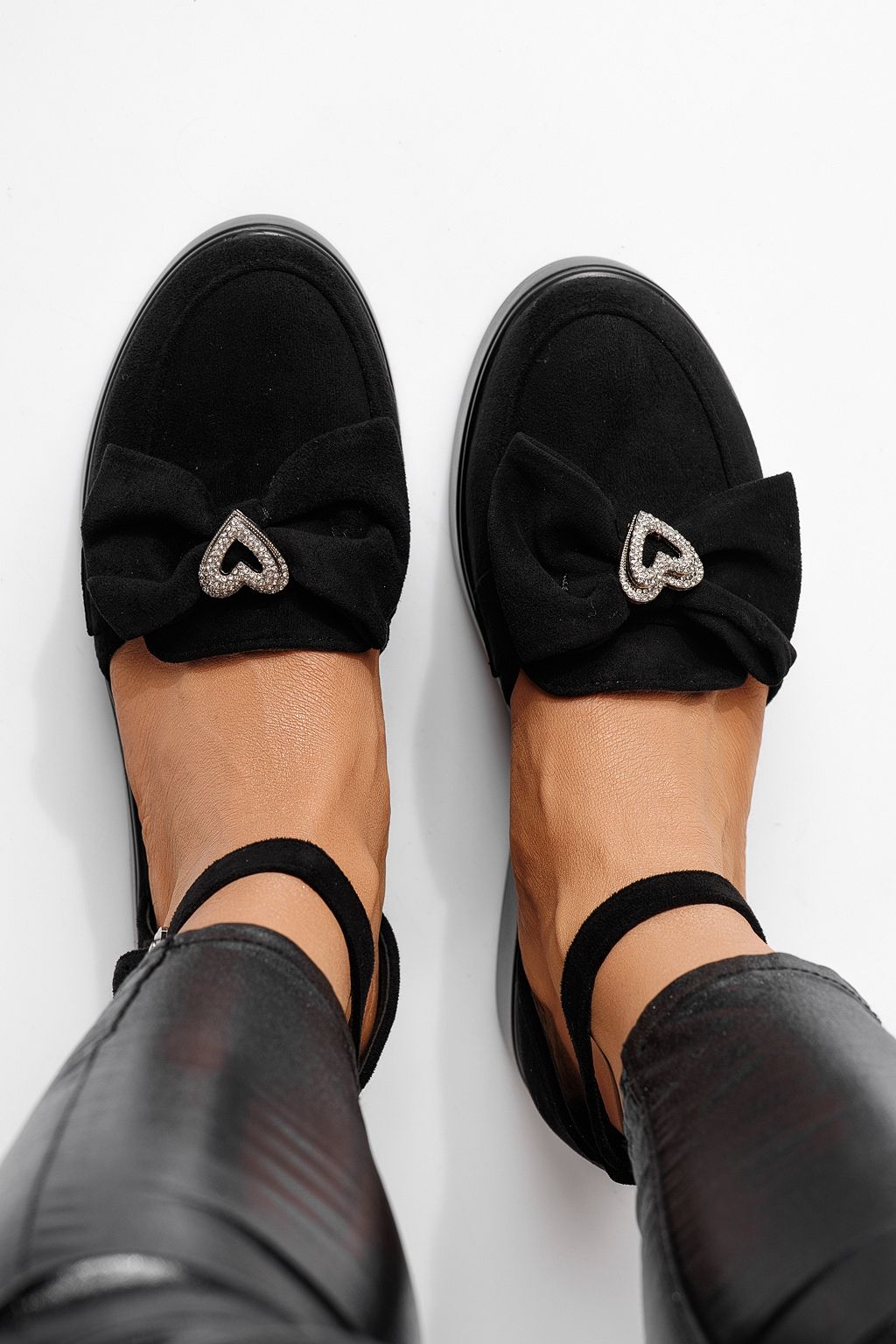 Всекидневни дамски обувки черни от обърната еко кожа Felicia #24102