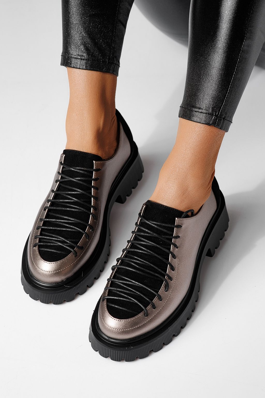 Всекидневни дамски обувки сиви от еко кожа Elisa #24099