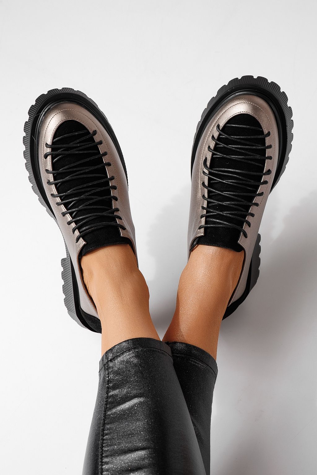 Всекидневни дамски обувки сиви от еко кожа Elisa #24099